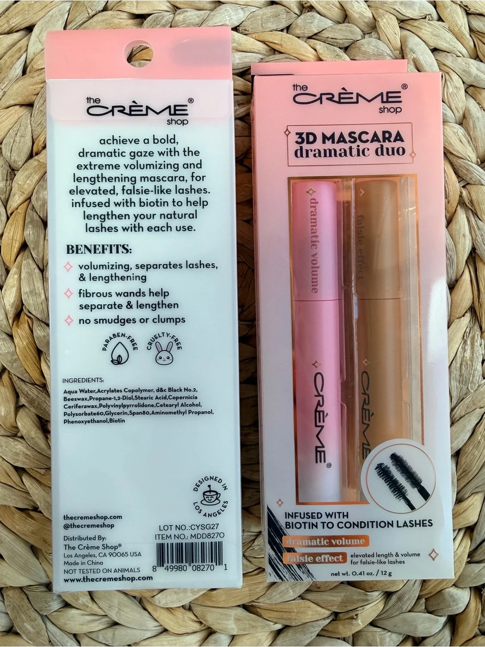 NIB The Crème Shop 3D Mascara Dramatic Duo - 2 Pack